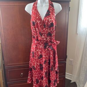 Ann Taylor silk floral halter dress fit and flare